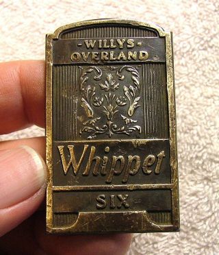 WHIPPET SIX Radiator Badge Emblem 1929 - 31? Willys Overland D.  L.  Auld 2