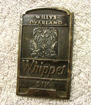 WHIPPET SIX Radiator Badge Emblem 1929 - 31? Willys Overland D.  L.  Auld 7