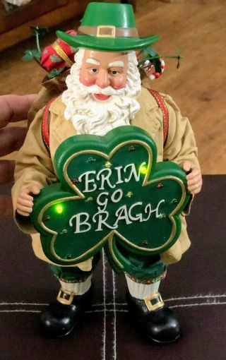 Very Rare 2002 Irish (erin Go Bragh) Lighted Musical Santa By Possible Dreams