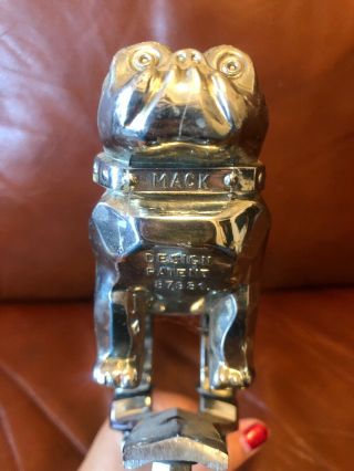 Mack Truck Bulldog Chrome Cigar Ashtray Large Hood Ornament Patent 87931 Vintage