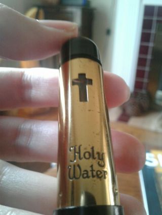 Vintage Glass Holy Water Bottle Pocket Purse Religious Catholic