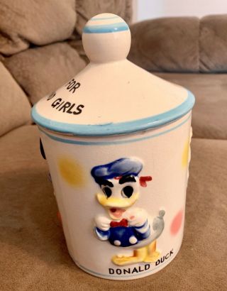 Disney Mickey Mouse,  Donald Duck,  Ludwig von Drake Jar Canister Lolly Pop 1961 2