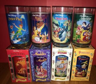 1994 Burger King Walt Disney Classic Collector Series Glasses Complete Set Of 8