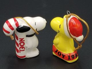1981 Peanuts Santa Hat Ornaments Figurines Noel Candy Cane Snoopy,  Joy Woodstock