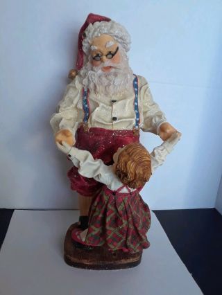 Christmas/holiday Figurine Vintage Little Girl & Santa,  Dancing
