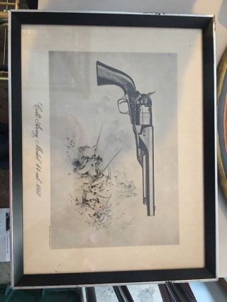 Vintage 1860 Colt Army Revolver Model.  44 Cal Print Framed 14.  5 " X 11.  5 " 1950 