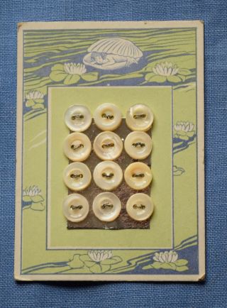 7179 Vintage Mother Of Pearl Shell Button Card,  Mermaid Graphics