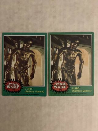 1977 Star Wars C - 3po 207 Error Card Plus Correction Card Very Rare X - Rated