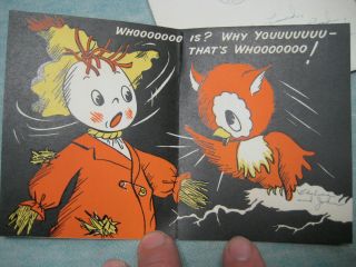 RARE 1941 Hallmark Halloween Card w/ Owl & Scarecrow,  Vintage,  w/ Envelope 2
