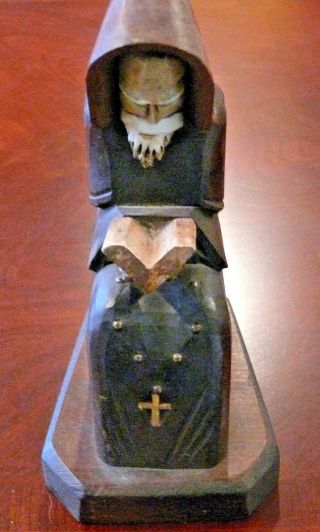 Statue Vintage 9  Tall Carved Wood Priest Monk Religious Christian Decor