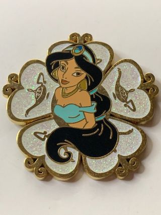 Disney Pin Princess Jasmine In White Glitter Flower Rare Aladdin