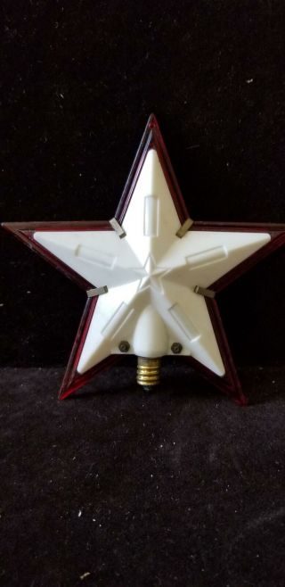 Vintage Christmas Tree Topper Star Red White Plastic Star Paramount 5 1/2 "