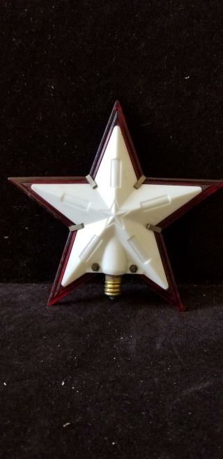 Vintage Christmas Tree Topper Star Red White Plastic Star Paramount 5 1/2 