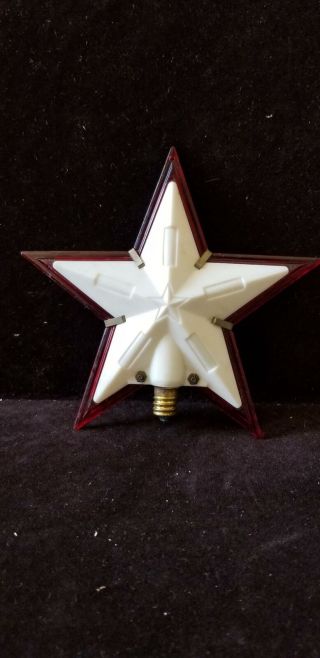 Vintage Christmas Tree Topper Star Red White Plastic Star Paramount 5 1/2 