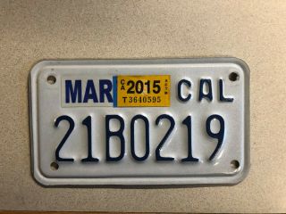 California Motorcycle License Plate (21b0219) (march 2015)