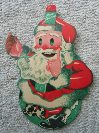 Vintage Cardboard Diecut Santa Claus With Jointed Legs & Head Handmade