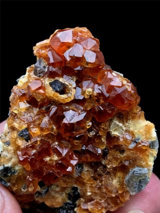36g Natural Red Spessartine Garnet Fenda Quartz Crystal Rough Mineral Specimens