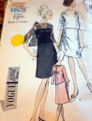 Lovely Vtg 1960s Dress & Jacket Vogue Special Design Sewing Pattern 18/38