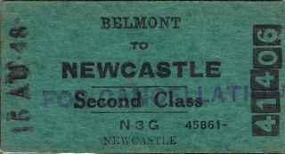 Railway Tickets A Trip From Belmont To Newcastle By The Old Nswgr In 1948