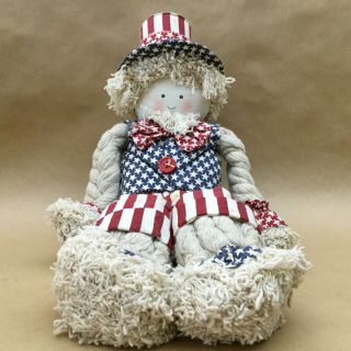 Vintage Collectible Uncle Sam Patriotic Usa Flag Shelf Sitter Doll 12 " Tall
