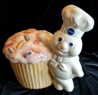 Pillsbury Doughboy Funfetti Cupcake Cookie Jar Vintage 1992