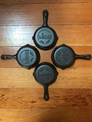 4 Lodge 3 1/2 Inch Cast Iron Mini Skillets Side Dishes Spoon Rest Desserts