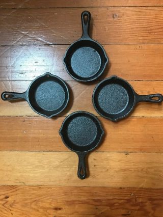 4 Lodge 3 1/2 inch Cast Iron Mini Skillets side dishes spoon rest desserts 2