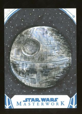 2018 Topps Star Wars Masterwork Death Star Glenn Savage Auto Sketch Card D 1/1