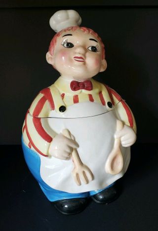 Vintage Lefton Bakers Boy Chef Cookie Jar - Scarce