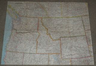 25 " X 19 " Northwestern United States Vintage 1960 National Geographic Map 8204