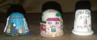 Souvenir Thimbles - French Quarter Orleans,  Seattle And Mayberry,  Nc