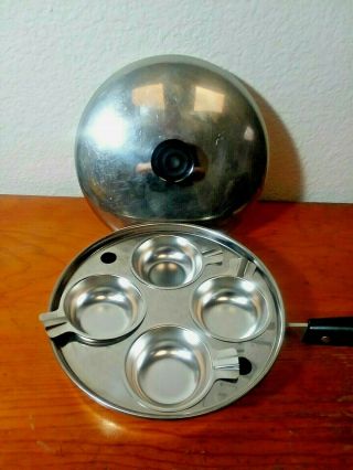 Vintage 1801 Revere Ware 8 " Skillet 4 Cup Egg Poacher W/lid Copper Stainless