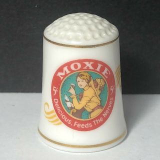 Franklin Porcelain Thimble Vintage 1980 Sign Advertising Moxie Old Fashion