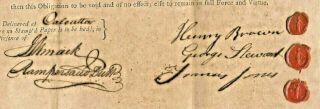 1797 Bond Of H Brown Before Sir W Dunkin For Adm Of Estate Of Sjt/maj J Pugh Dcd