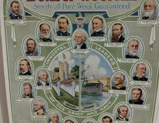 Immortal Leaders Of The Army And Navy 1918 Large Ad Calendar Detmer Woolens