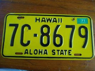 Hawaii State Aloha 1971 License Plate Number 7c 8679