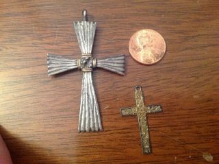 Antique Sterling Silver Religious Cross Pendants