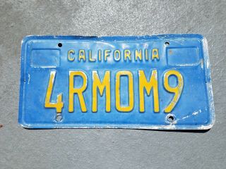 Vintage California Blue License Plate,  Blue And Yellow (1969 - 1980) 4rm0m9