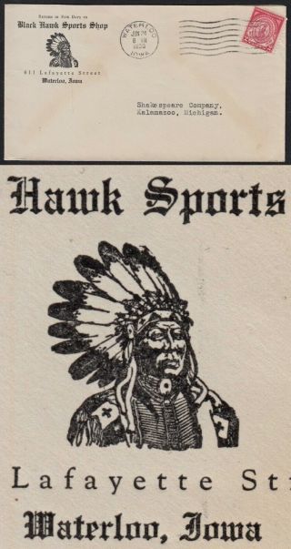 1930 Adv Cvr From Black Hawk Sports Shop,  Waterloo,  W/ Amer.  Indian Illustration
