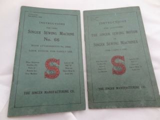 Vintage 1911 Singer Electric Sewing Machine Model No.  66 Instructions Manuals