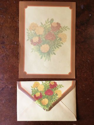 Vintage Montag Stationary Set Yellow Paper Floral Design & Envelopes