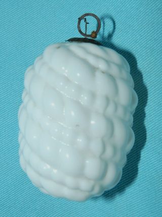 Antique Opaque White Glass Xmas Ornament Kugel Slanted Bumpy Thick/thin Bead Row