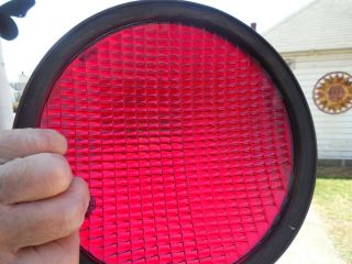 Vintage Red Traffic Light Signal Lens Crouse Hinds 8 3/8 w/ Gasket 2