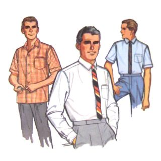 Vtg 60s Simplicity 5689 Mens Proportioned Shirt Short Long Sleeve 16n 33 - 34 - 35s