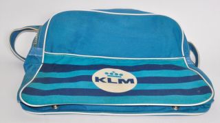 Vintage Klm Airlines Carry - On Bag Canvas And Nylon