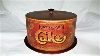 Vtg Mid Century Ballonoff Brown Metal Kitchen Made Cake Carrier Saver Retro Guc