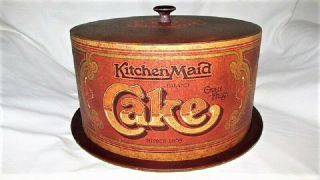 VTG MID CENTURY BALLONOFF BROWN METAL KITCHEN MADE CAKE CARRIER SAVER RETRO GUC 2