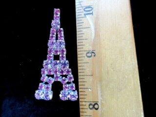 Czech Vintage Style Glass Rhinestone Gorgeous Button Pink Eiffel Tower
