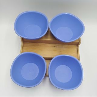 Tupperware Bowl Set Of 4 400ml Blue Bowls 1 3/4 Cup Snack 3514b - 2 Cereal Legacy