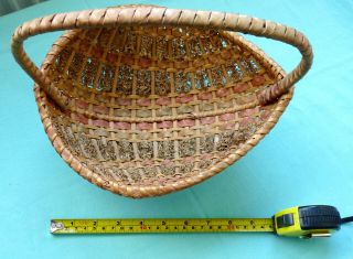 Antique Vintage Woven Wicker Easter Basket 10 " X 8 " Oval - Handmade